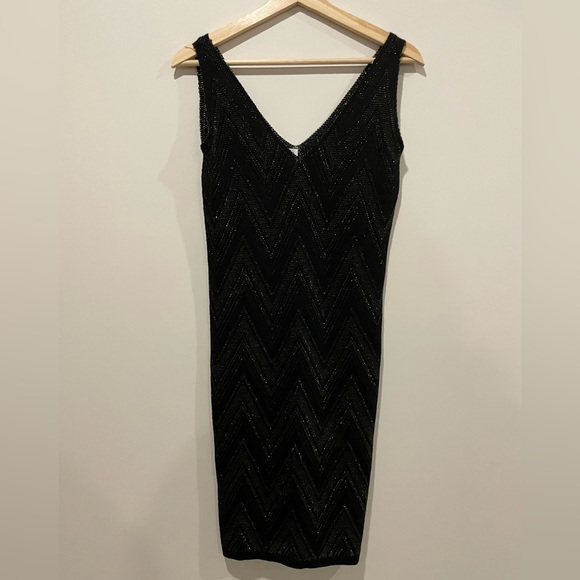 Black Knitted Dress with Gold Detail - Picture 2 of 3